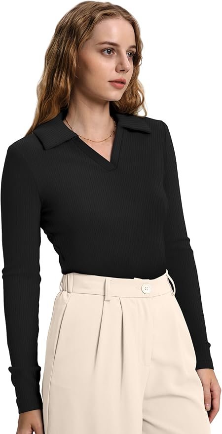 long sleeve polo t shirts for women