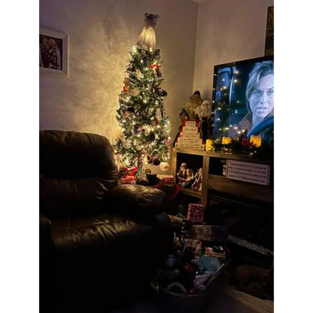 flocked pencil christmas tree