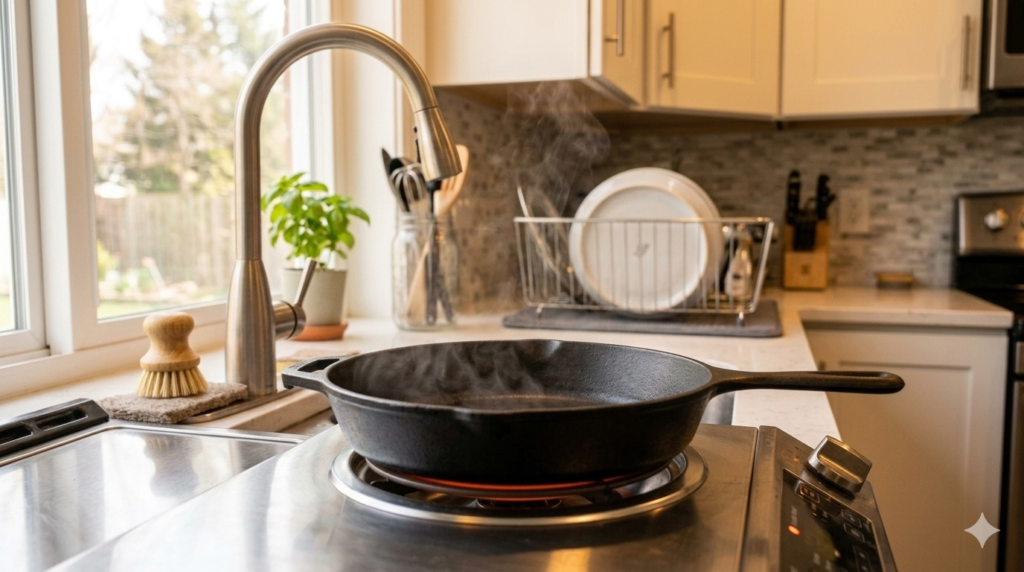 how to clean a rusty cast iron skillet