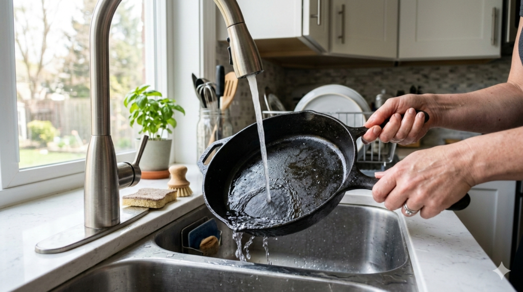 how to clean cast iron skillet that is rusty